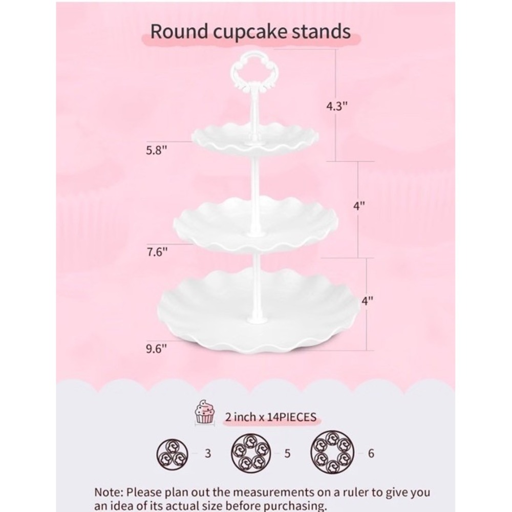 NWK 5 Piece Cake Stand Set with 2 x Large 3-Tier Cupcake Stands, 3 x White